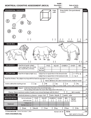 Moca Test Printable  Form