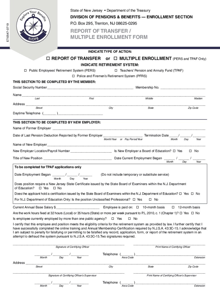 Get and Sign Fillable REPORT of TRANSFER MULTIPLE ENROLLMENT FORM 2019-2022