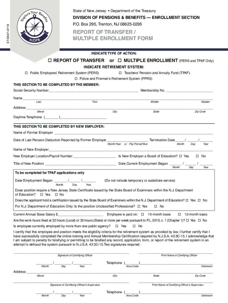  Fillable REPORT of TRANSFER MULTIPLE ENROLLMENT FORM 2019-2024