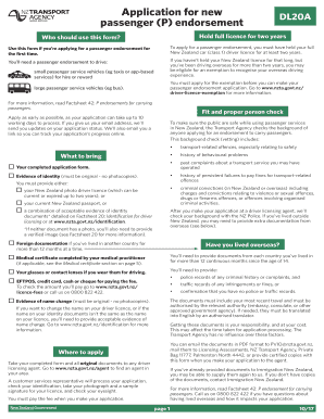 New Zealand Passenger Endorsement Application  Form
