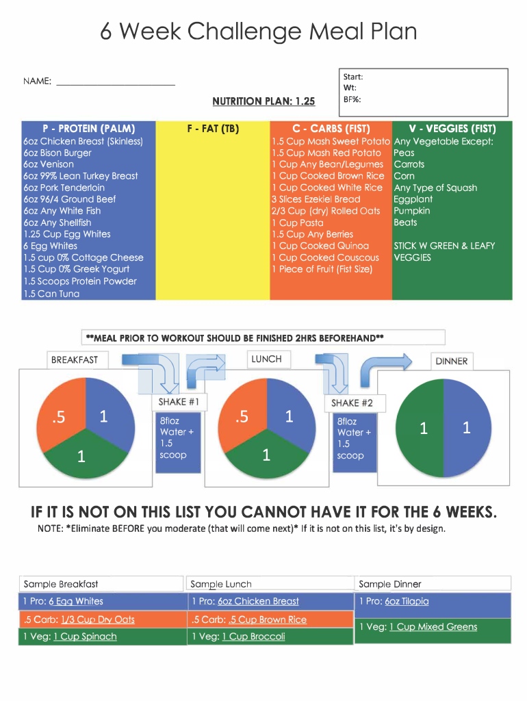 6 Week Challenge Meal Plan PDF  Form