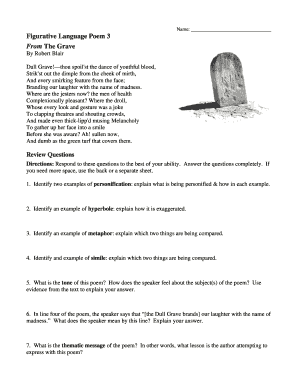 Figurative Language Poem 3 from the Grave Answer Key  Form