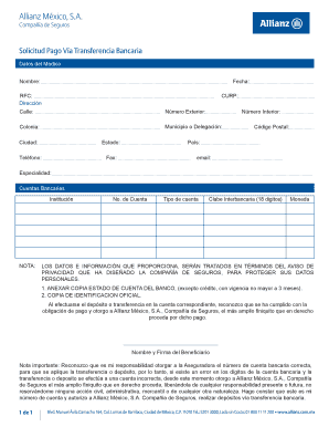 Solicitud De Transferencia Bancaria  Form