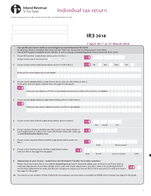 Individual Tax Return Ird Govt Nz  Form