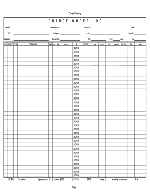 Change Order Log  Form