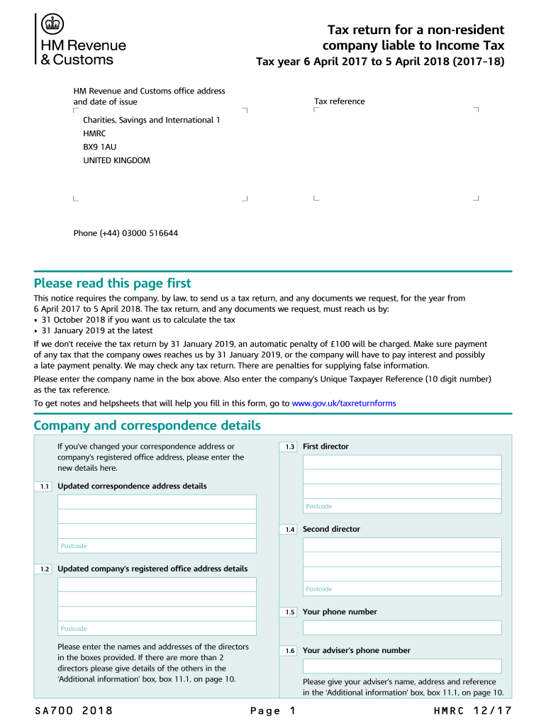  Sa700 Form 2018