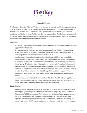 The Resident Selection Criteria of FirstKey Homes May Be Revised, Modified, or Updated at Any  Form