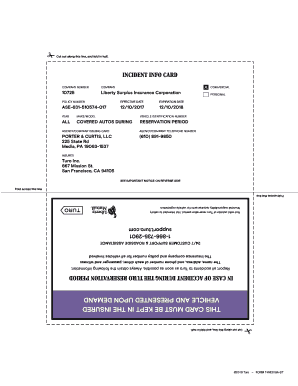 Turo Incident Card  Form