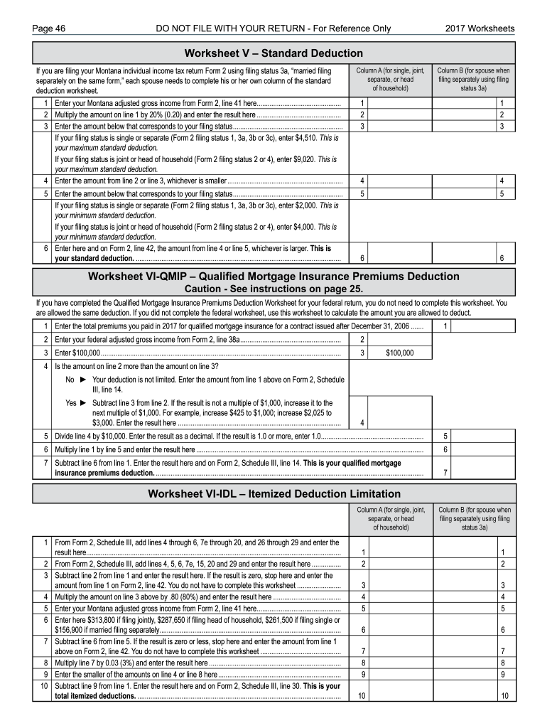 Montana Deduction  Form