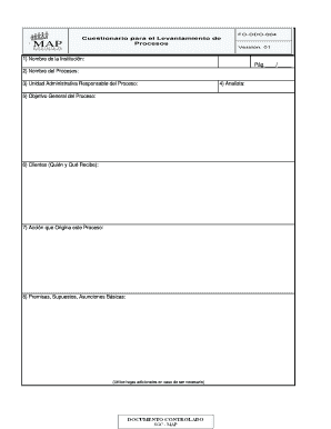 Formato Levantamiento De Procesos