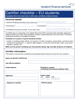 Certifier Checklist  Form