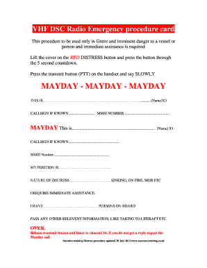 Mayday Cockpit Card PDF  Form