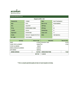 Accenture Salary Slip  Form