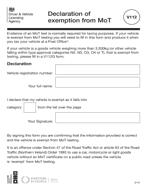 Mot Exemption Form