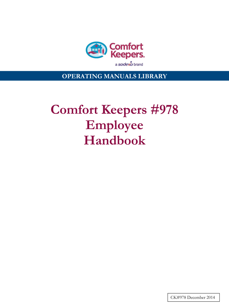 Comfort Keepers Employee Handbook  Form