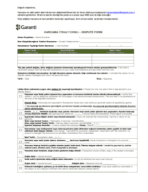 Harcama Itirazi Garanti Com Tr  Form