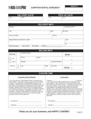 Dumpster Rental Agreement Template  Form