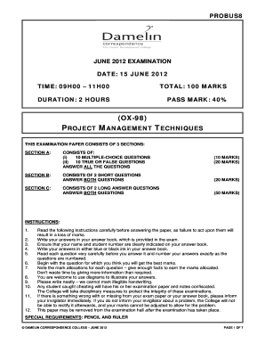 Damelin Past Exam Papers  Form