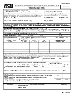  Medical and Compassionate Withdrawal Request Asu 2017-2024