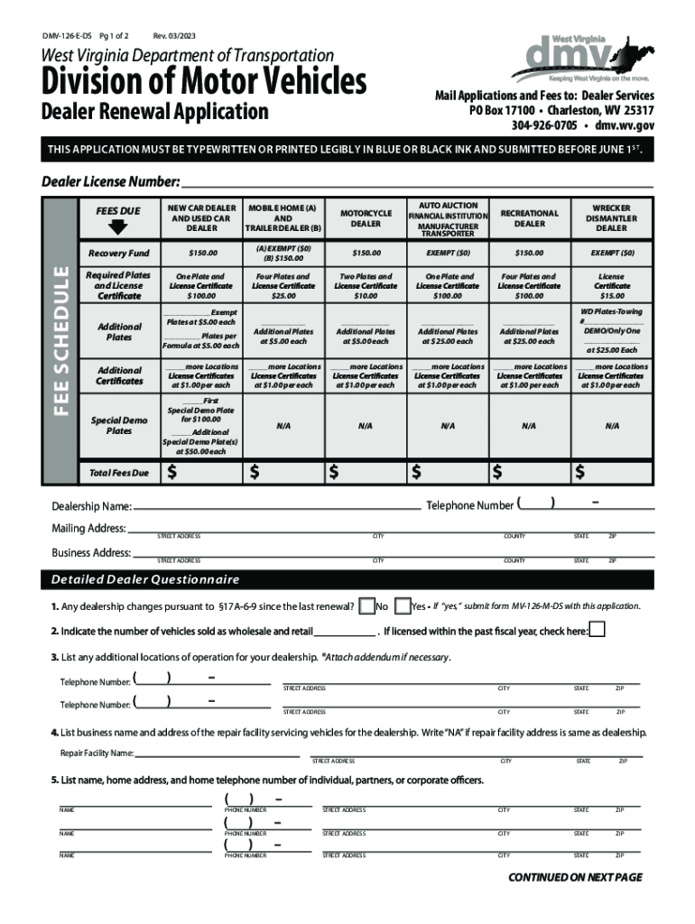 Fillable Dealer Renewal Application  Form