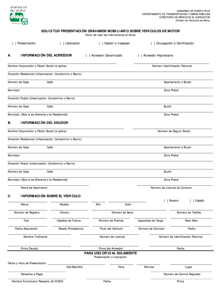 Dtop 770  Form