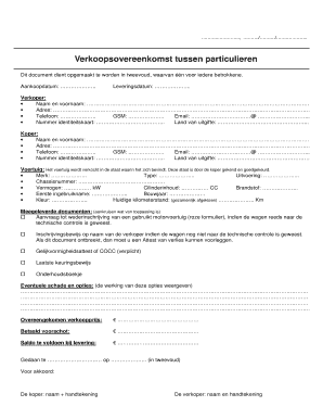 Verkoopsovereenkomst Tussen Particulieren  Form