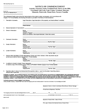 Lake County Notice of Commencement  Form
