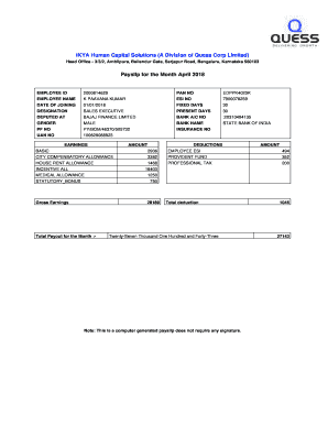 Quess Corp Ltd Salary Slip  Form