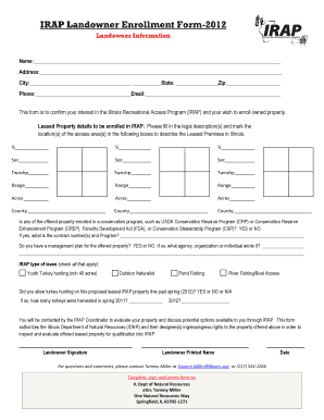 IRAP Landowner Enrollment Form Dnr Illinois