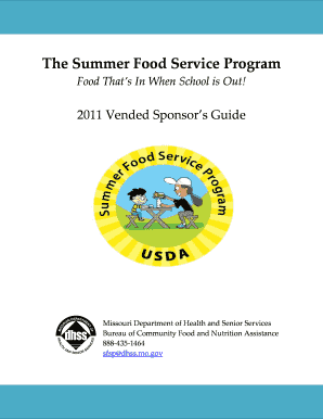 The Summer Food Service Program Missouri Department of Health Health Mo  Form