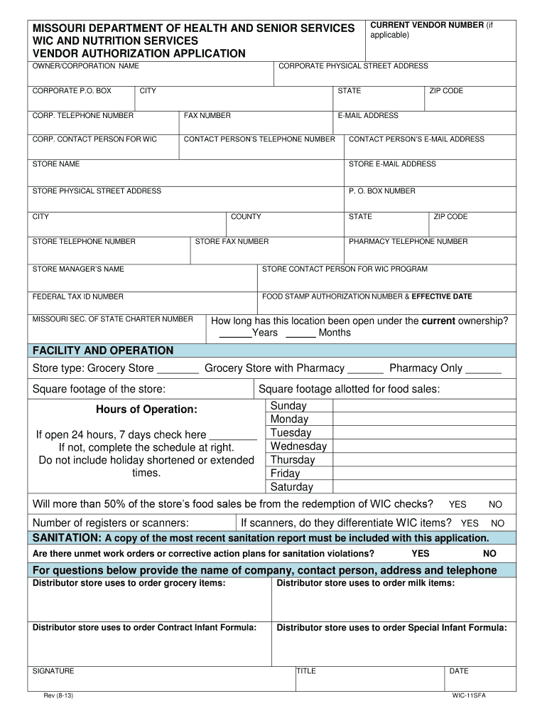  Vendor Application  Missouri Department of Health & Senior Services  Health Mo 2013-2024