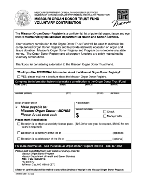 Voluntary Contribution Form Missouri Department of Health Health Mo