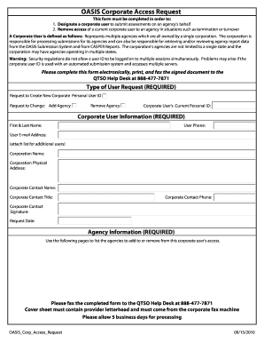 OASIS Corporate Access Request PDF 120 KB  Form
