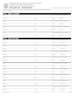 Affiliate List Partnership Missouri Department of Health &amp; Senior Health Mo  Form