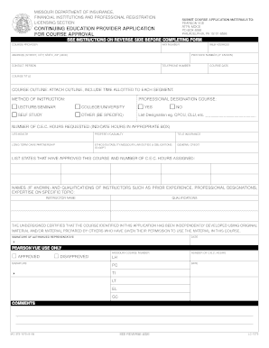 COURSE PROVIDER FAX NUMBER Insurance Mo  Form