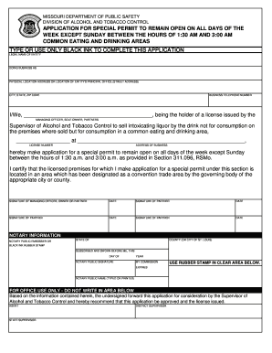 Application for Extended Hours Permit at Mall Missouri Division of Atc Dps Mo  Form