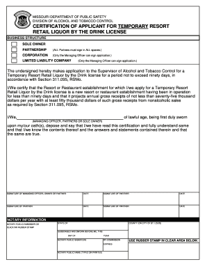 Temporary Resort CertificationPDF Document Missouri Division of  Form
