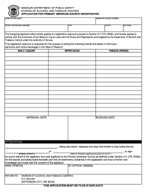Application for Primary American Source Registration Atc Dps Mo  Form