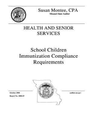 HEALTH and SENIOR SERVICES School Children Immunization Auditor Mo  Form