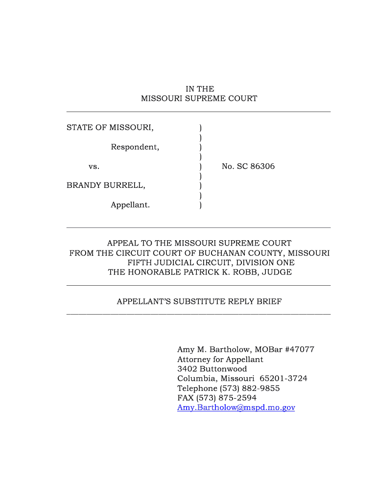 In the MISSOURI SUPREME COURT STATE of MISSOURI, Respondent, Vs Courts Mo  Form