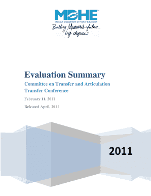 Evaluation Summary Committee on Transfer and Articulation Transfer Conference Dhe Mo  Form