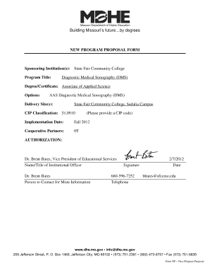 NEW PROGRAM PROPOSAL FORM Sponsoring Institutions State Dhe Mo