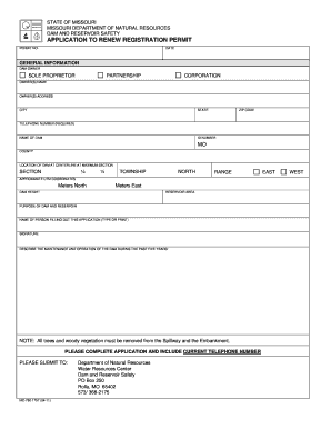 APPLICATION to RENEW REGISTRATION PERMIT Dnr Mo  Form