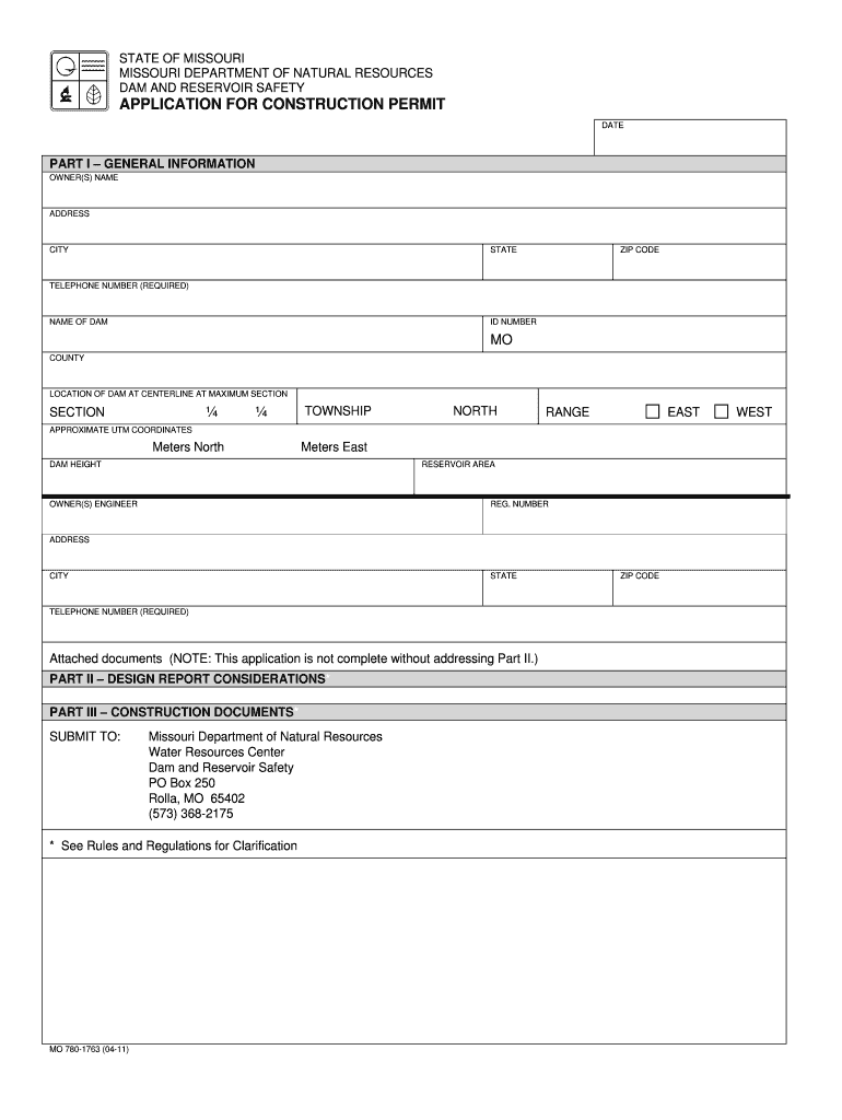 APPLICATION for CONSTRUCTION PERMIT Dnr Mo  Form