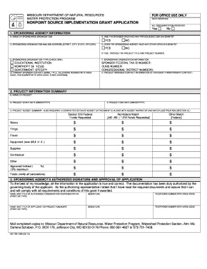Nonpoint Source Implementation Grant Application, Form MO 780 Dnr Mo