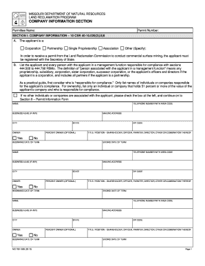 Company Information Section Missouri Department of Natural Dnr Mo