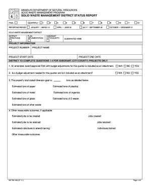 SOLID WASTE MANAGEMENT DISTRICT STATUS REPORT  Form