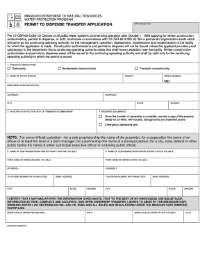 PERMIT to DISPENSE TRANSFER APPLICATION  Form