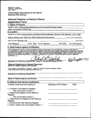 Name of Property Historic Name Walnut Street Warehouse and Commercial Historic District Other Namessite Number Na 12 Dnr Mo  Form