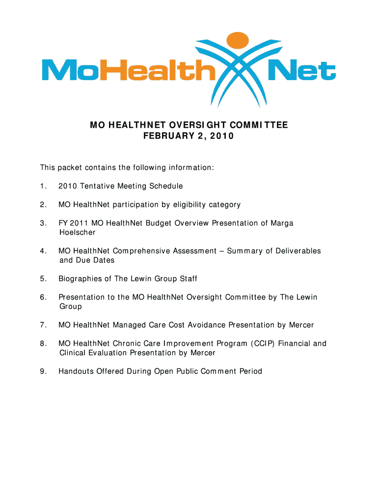 MO HEALTHNET OVERSIGHT COMMITTEE FEBRUARY 2, Dss Mo  Form